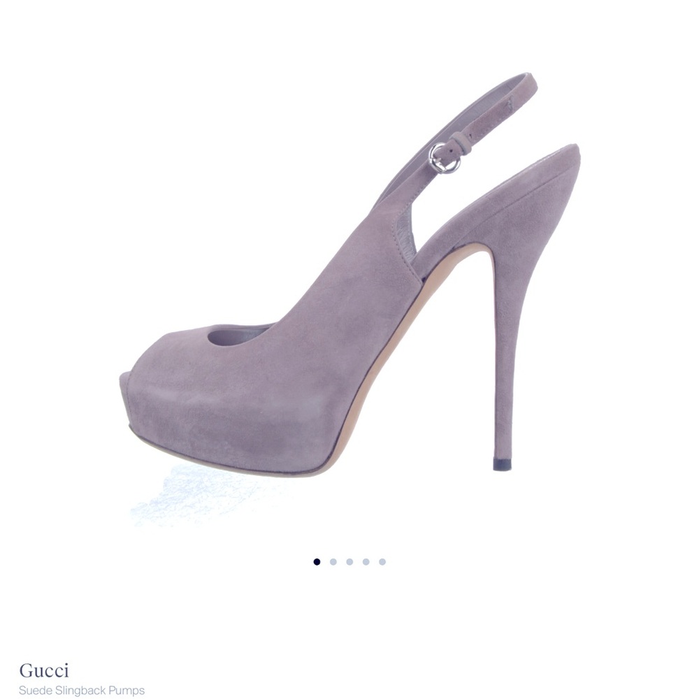 GUCCI Grey Suede Slingback Platform Pumps - Picture 10 of 11